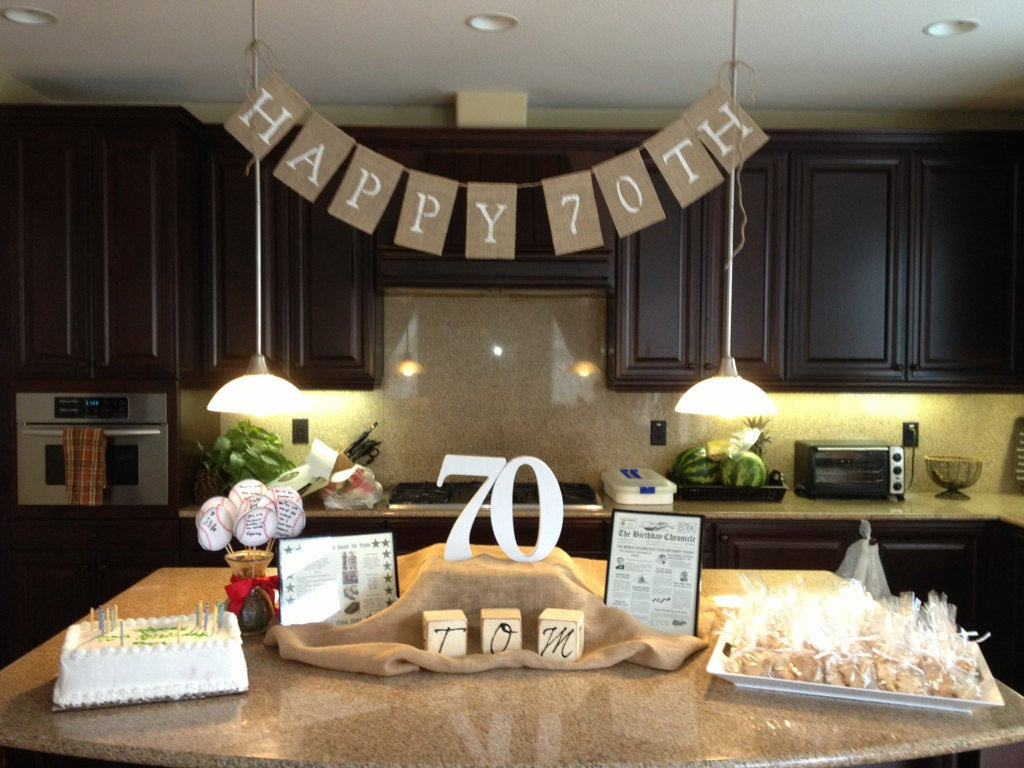 Best ideas about 70th Birthday Decorations
. Save or Pin Happy 50th 60th or 70th Birthday Burlap Banner Prop Now.