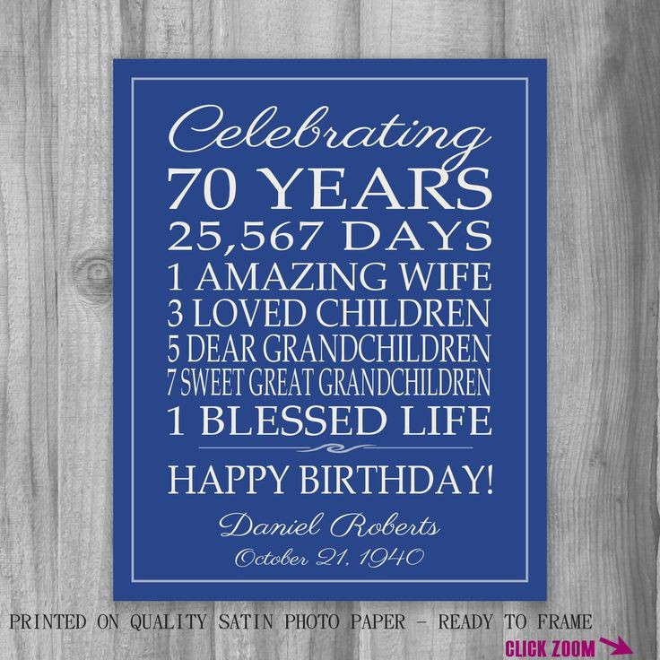 Best ideas about 70th Birthday Ideas For Dad
. Save or Pin 1000 ideas about 70th Birthday Gifts on Pinterest Now.