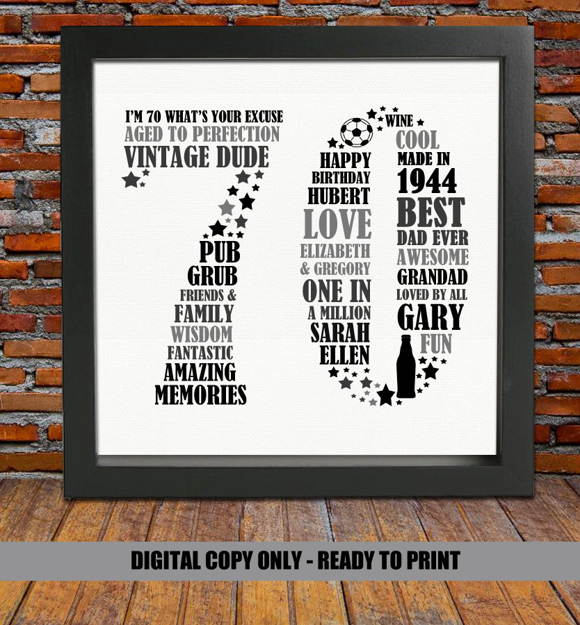 Best ideas about 70th Birthday Ideas For Dad
. Save or Pin Personalized Birthday Gift 70th birthday 70th birthday Now.