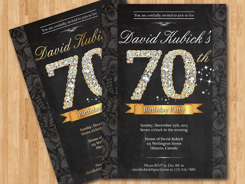 Best ideas about 70th Birthday Invitations
. Save or Pin 70th Birthday Invitation Black and gold diamond number Now.