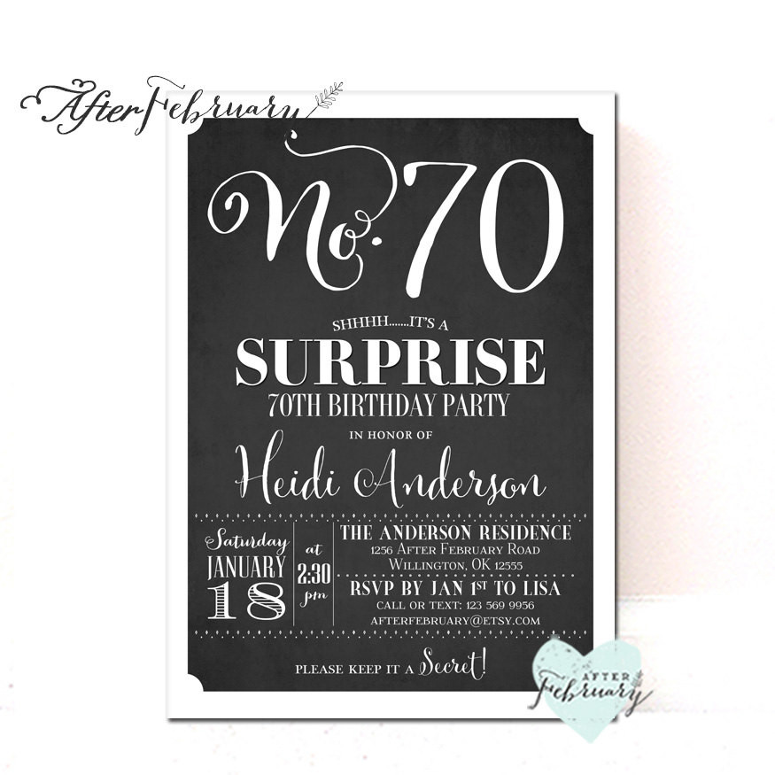 Best ideas about 70th Birthday Invitations
. Save or Pin ANY AGES Surprise 70th Birthday Invitation Women Men Surprise Now.