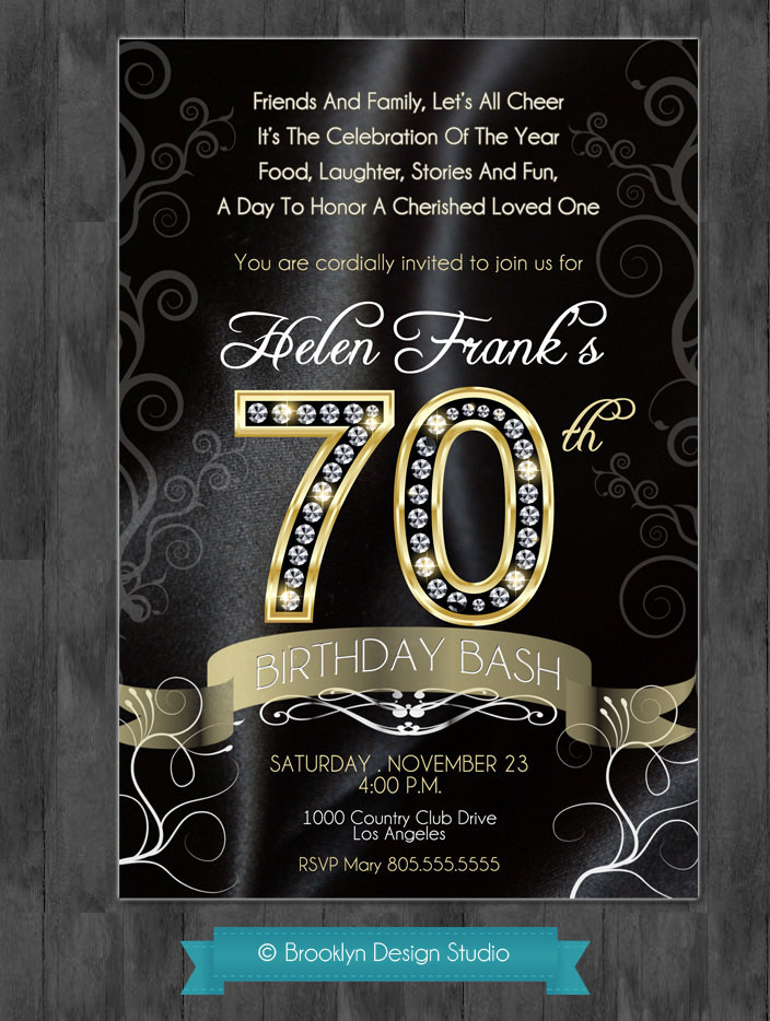 Best ideas about 70th Birthday Invitations
. Save or Pin 70th Birthday Bash Custom Designed by BrooklynDesignStudio Now.