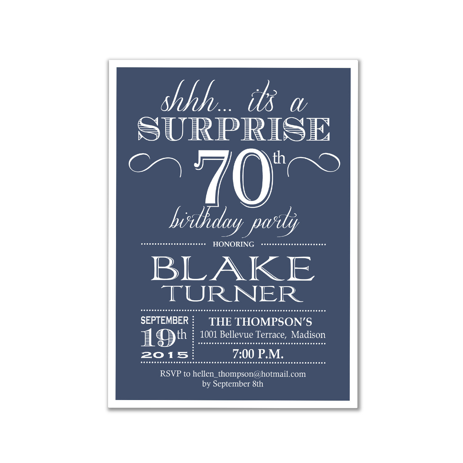 Best ideas about 70th Birthday Invitations
. Save or Pin Surprise 70th Birthday Invitation 80th 90th Any Age Now.