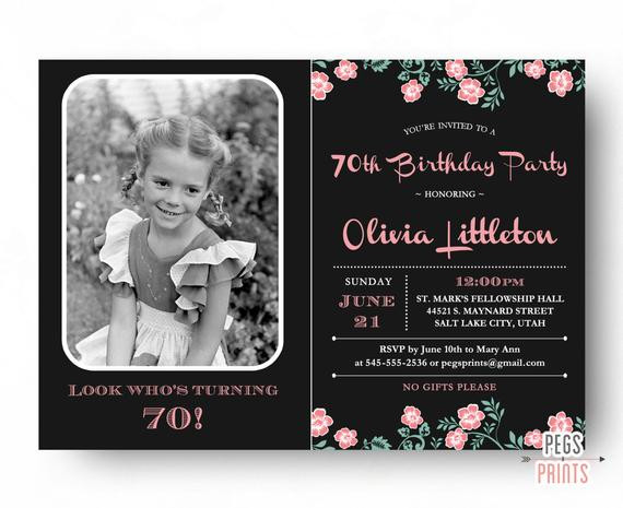 Best ideas about 70th Birthday Invitations
. Save or Pin Birthday Invitation 70th Birthday Invitation PRINTABLE Now.