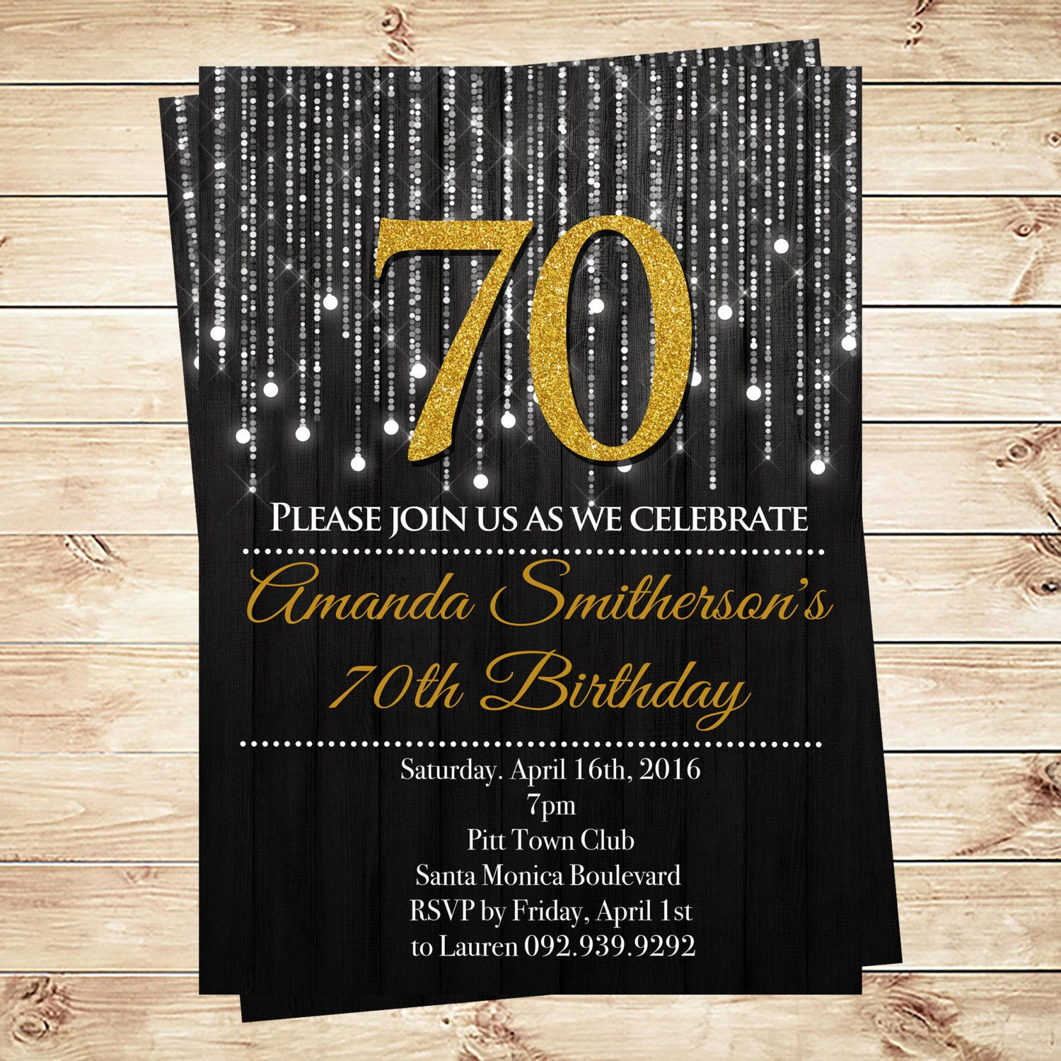 Best ideas about 70th Birthday Invitations
. Save or Pin Black and Gold 70th birthday invitations by DIYPartyInvitation Now.