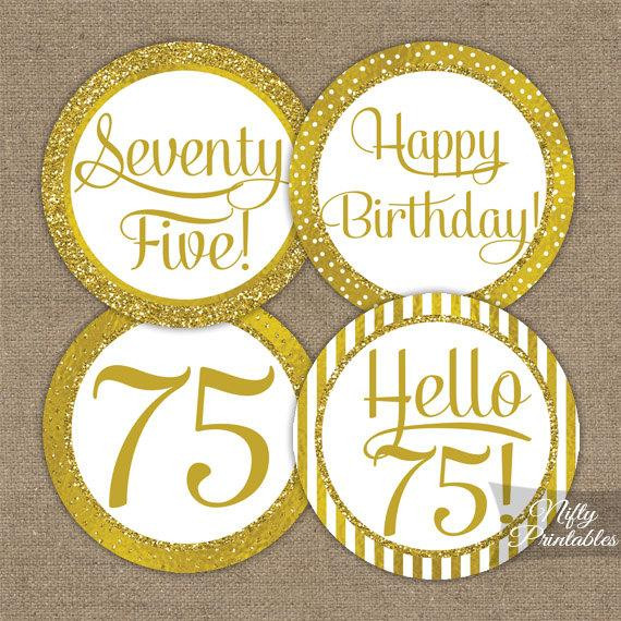 Best ideas about 75 Birthday Decorations
. Save or Pin 75th Birthday Cupcake Toppers Gold 75th Birthday Toppers Now.
