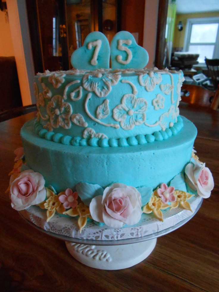 Best ideas about 75th Birthday Cake Ideas
. Save or Pin Teal 75th Birthday Cake Party Ideas Now.