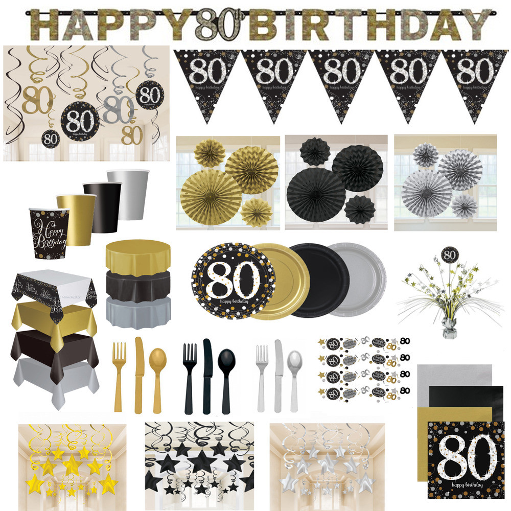 Best ideas about 80th Birthday Decorations
. Save or Pin 80th Birthday Party Decorations Black Gold Tableware Now.