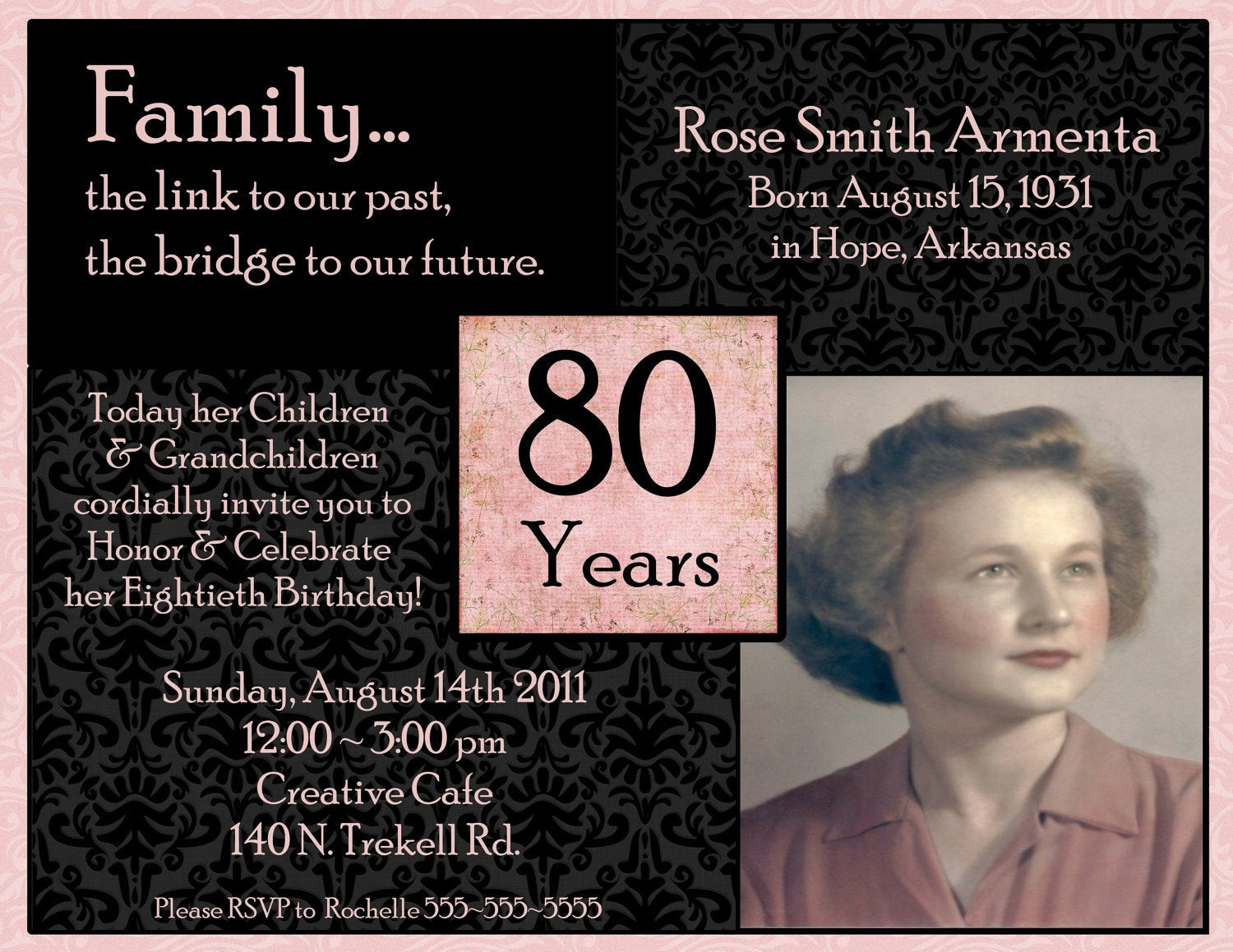 Best ideas about 80th Birthday Invitations
. Save or Pin 50th 60th 70th 80th 90th Birthday Digital Invitation Now.