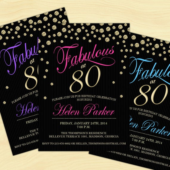 Best ideas about 80th Birthday Invitations
. Save or Pin 80th Birthday Invitation 70th 90th Any Age For Women Now.