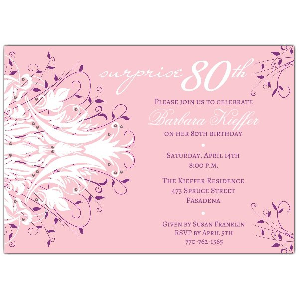 Best ideas about 80th Birthday Invitations
. Save or Pin Andromeda Pink Surprise 80th Birthday Invitations Now.