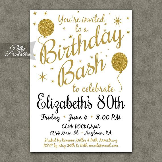 Best ideas about 80th Birthday Invitations
. Save or Pin 80th Birthday Invitations Printable 80th Birthday Party Now.