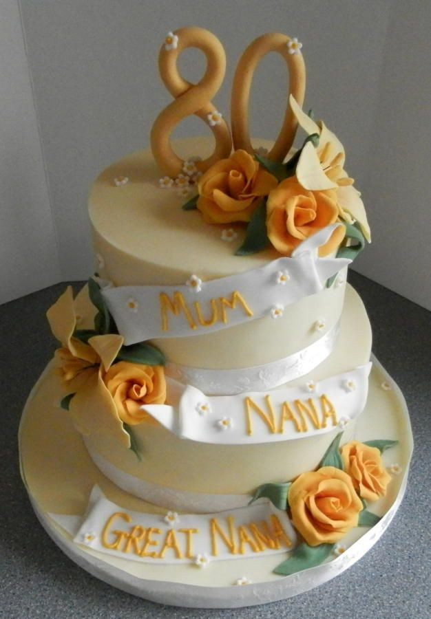 Best ideas about 80th Birthday Party Ideas For Mom
. Save or Pin 80th birthday cake in yellow Cake by barbscakes Now.