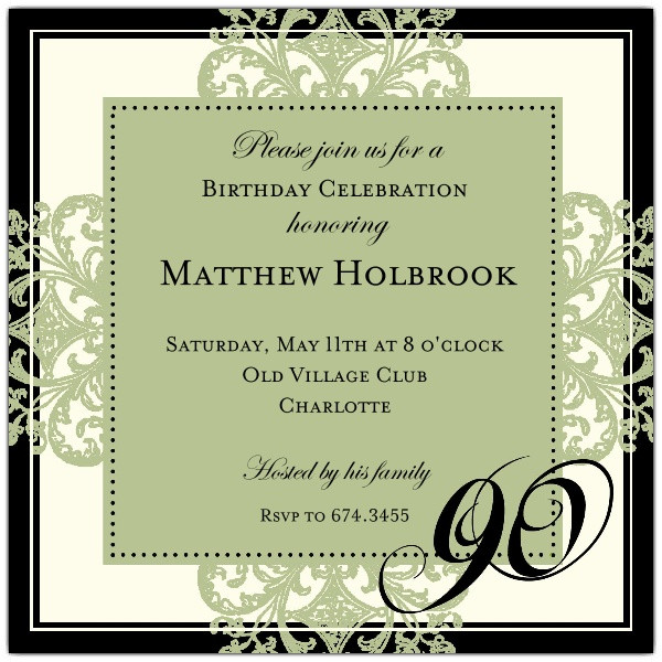 Best ideas about 90 Birthday Invitations
. Save or Pin Decorative Square Border Eggplant 90th Birthday Now.