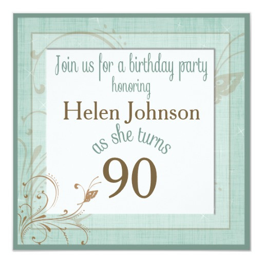 Best ideas about 90 Birthday Invitations
. Save or Pin Birthday Party Invitation for 90 Year Old Teal Now.