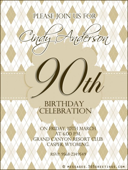 Best ideas about 90 Birthday Invitations
. Save or Pin 90th Birthday Invitation Wording 365greetings Now.