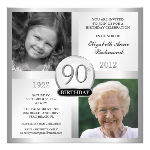 Best ideas about 90th Birthday Invitations
. Save or Pin Silver 90th Birthday Invitations Then & Now s 5 25 Now.