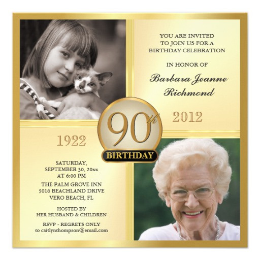 Best ideas about 90th Birthday Invitations
. Save or Pin Gold 90th Birthday Invitations Then & Now 2 s 5 25 Now.