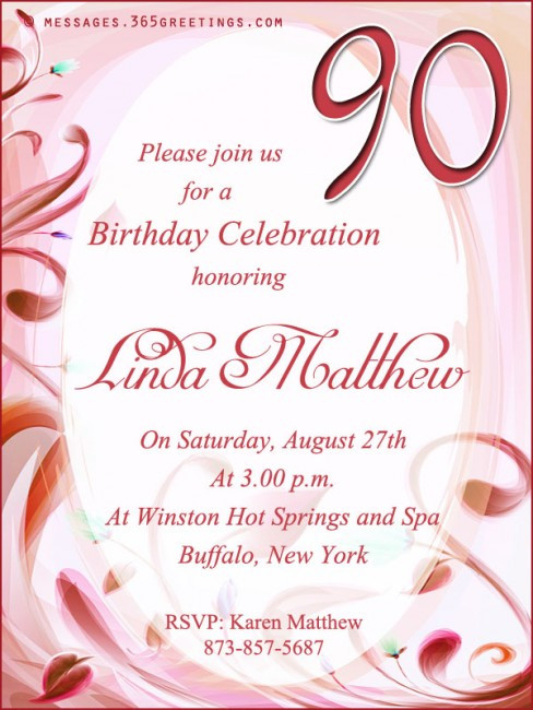 Best ideas about 90th Birthday Invitations
. Save or Pin 90th Birthday Invitation Wording 365greetings Now.