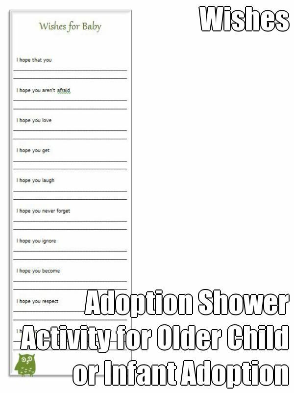 Best ideas about Adoption Gift Ideas For Older Child
. Save or Pin Wishes Adoption Shower Activity for Older Child or Infant Now.