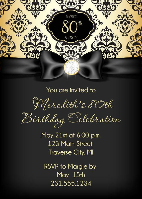 Best ideas about Adult Birthday Invitations
. Save or Pin Diamond Ribbon Birthday Invitation Black and Gold Adult Now.