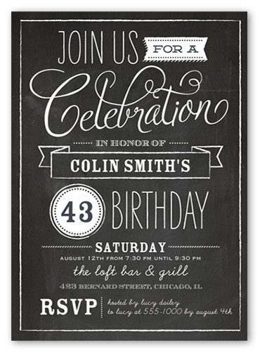 Best ideas about Adult Birthday Invitations
. Save or Pin Chalkboard Wishes Surprise Birthday Invitation Now.