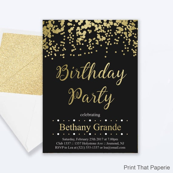 Best ideas about Adult Birthday Party Invitations
. Save or Pin Adult Birthday Party Invitations Gold Confetti Birthday Now.