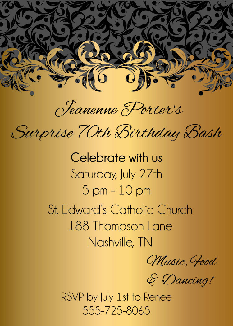 Best ideas about Adult Birthday Party Invitations
. Save or Pin Gold Ornate Adult Birthday Party Invitations Digital Now.
