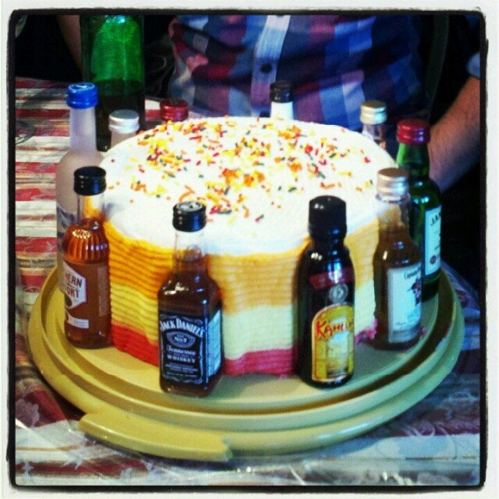 Best ideas about Alcohol Birthday Cake
. Save or Pin 21st birthday cake with mini bottles of alcohol Now.