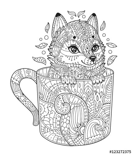 Best ideas about All Fox Coloring Pages For Teens
. Save or Pin "Fox in cup Adult antistress coloring page with animal in Now.