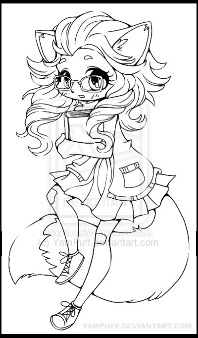 Best ideas about All Fox Coloring Pages For Teens
. Save or Pin Fox Girl Chibi Lineart by YamPuffviantart on Now.