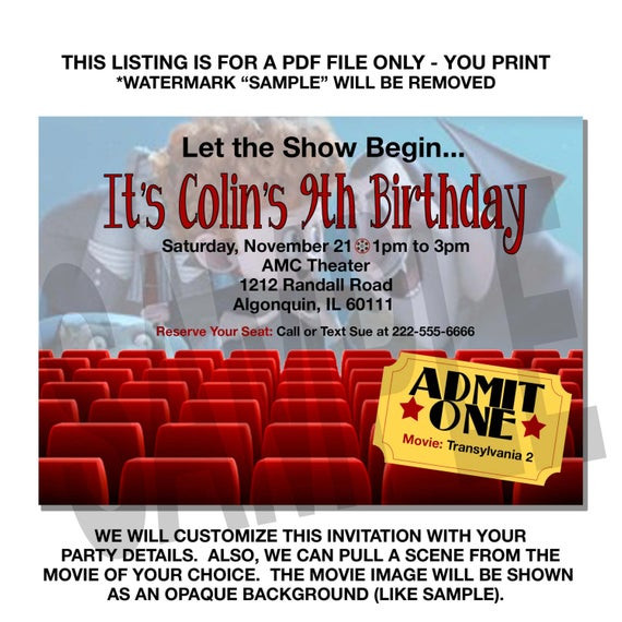 Best ideas about Amc Theater Birthday Party
. Save or Pin MOVIE Theater Invitation Movie Themed Birthday Invitation Now.