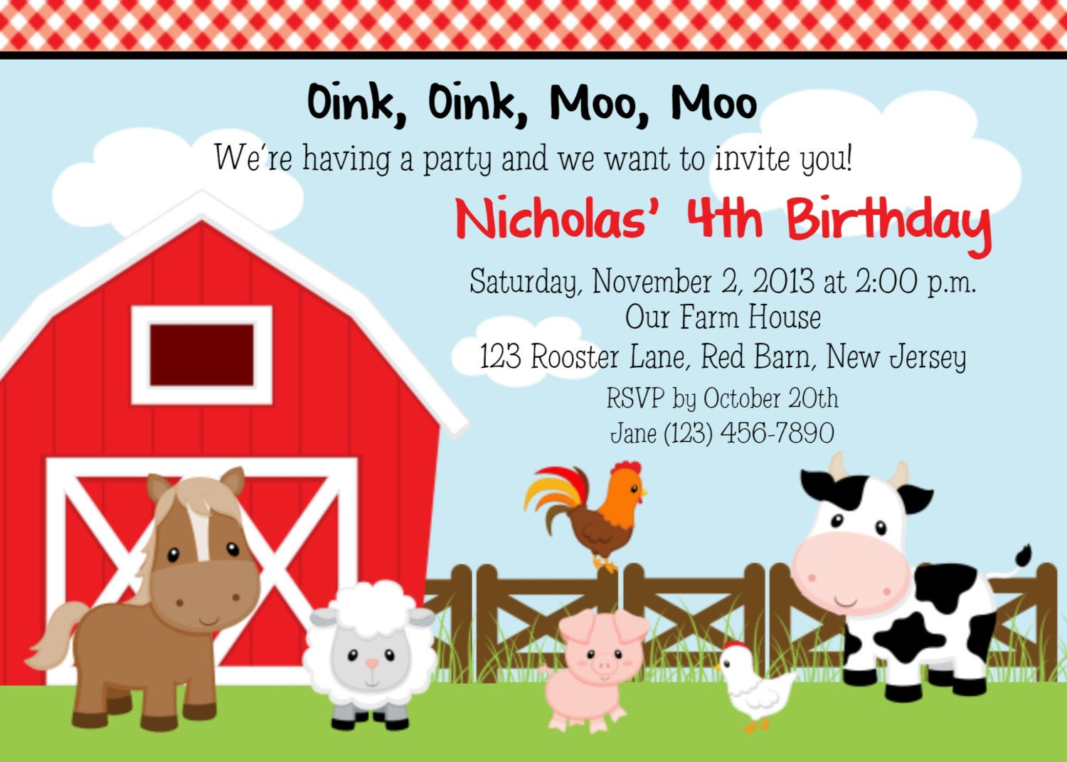 Best ideas about Animal Birthday Invitations
. Save or Pin Farm Animals Invitation Personalized Custom Farm Barnyard Now.