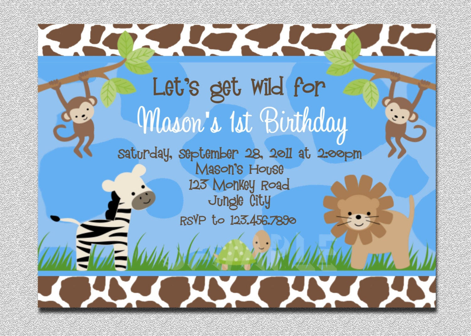 Best ideas about Animal Birthday Invitations
. Save or Pin Jungle Animals Birthday Invitation Safari Animals Birthday Now.