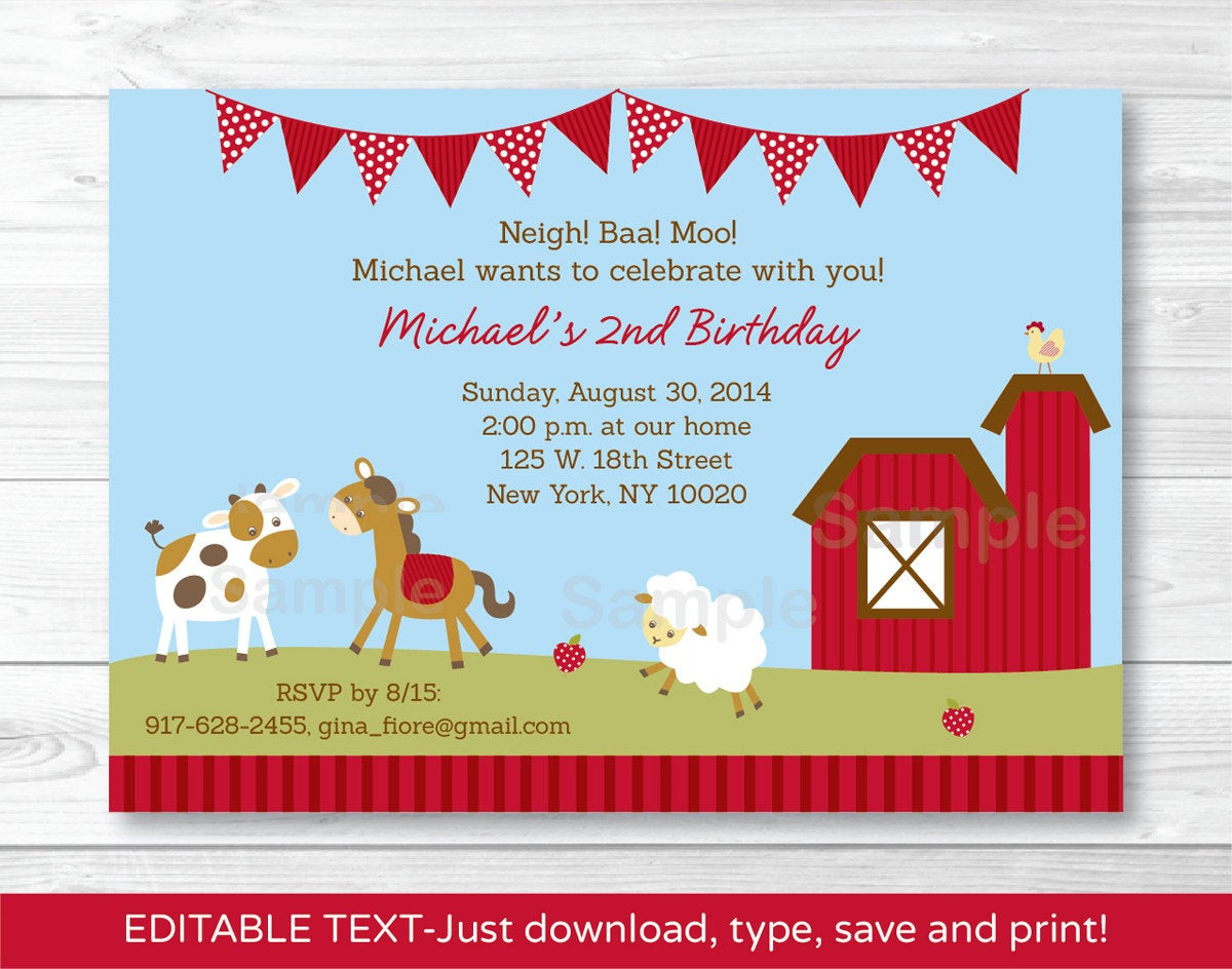 Best ideas about Animal Birthday Invitations
. Save or Pin Cute Farm Animal Birthday Invitation Farm Animal Invite Now.