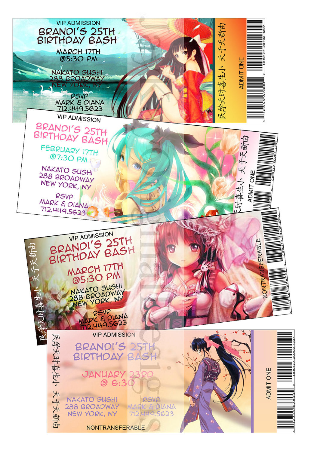 Best ideas about Anime Birthday Party
. Save or Pin Personalized Japanese anime theme ticket style birthday Now.