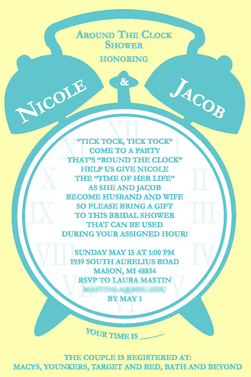 Best ideas about Around The Clock Bridal Shower Gift Ideas
. Save or Pin Nicole Bridal Shower Invite mollieb Now.