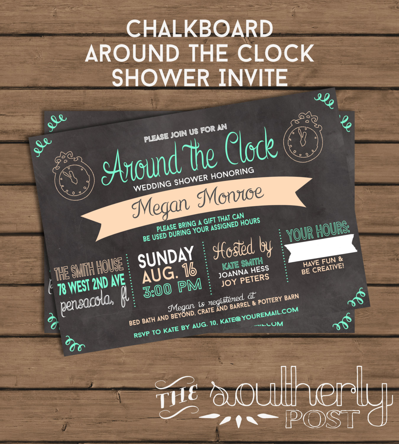 Best ideas about Around The Clock Bridal Shower Gift Ideas
. Save or Pin Around The Clock Wedding Shower Invitation Chalkboard Now.