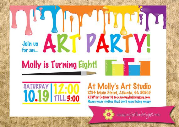 Best ideas about Art Birthday Party Invitations
. Save or Pin Printable Art Party Invitation Paint Drips Party Birthday Now.