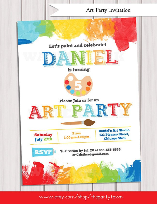 Best ideas about Art Birthday Party Invitations
. Save or Pin Art Party Invitation Printable Rainbow Paint Party Birthday Now.