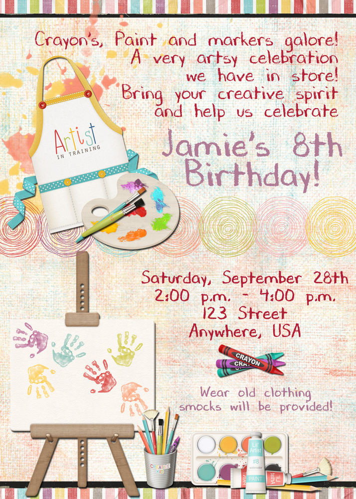 Best ideas about Art Birthday Party Invitations
. Save or Pin Art Birthday Party Invitation Painting Now.