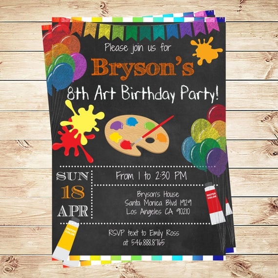 Best ideas about Art Birthday Party Invitations
. Save or Pin Painting Arts Kids Birthday Party Invitations Printable Art Now.