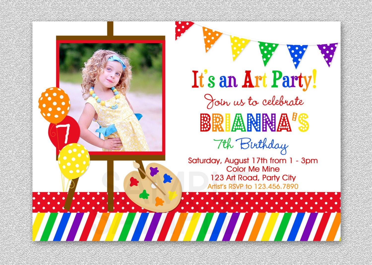 Best ideas about Art Birthday Party Invitations
. Save or Pin Art Birthday Party Invitation Rainbow Art Invitation Now.