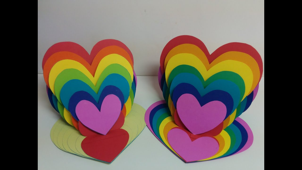 Best ideas about Arts And Crafts
. Save or Pin Art and Craft How to make Rainbow Heart Card Heart Easel Now.