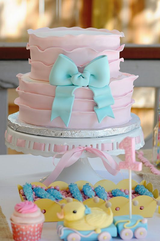 Best ideas about Babies Birthday Party Places
. Save or Pin Ribbons and Bows 1st Birthday Baby Party Kara s Party Now.