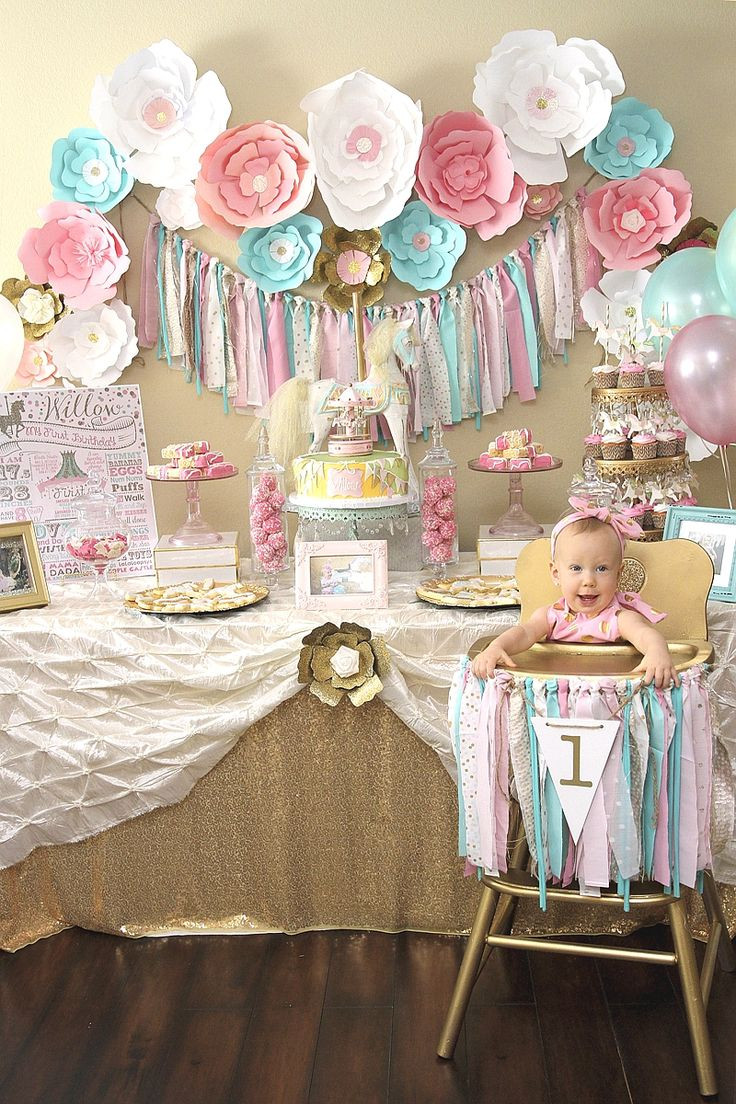 Best ideas about Baby Birthday Decorations
. Save or Pin A Pink & Gold Carousel 1st Birthday Party in 2019 Now.