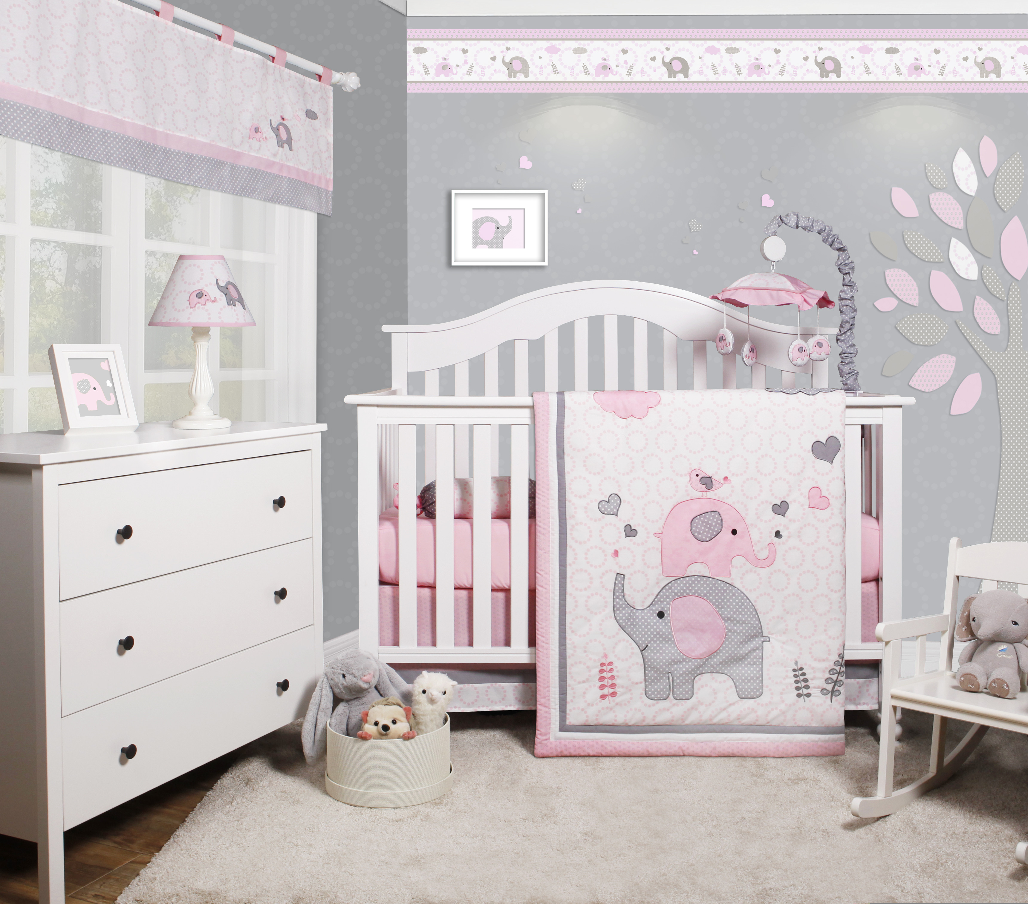 Best ideas about Baby Girl Bedroom Sets
. Save or Pin OptimaBaby Pink Grey Elephant 6 Piece Baby Girl Nursery Now.