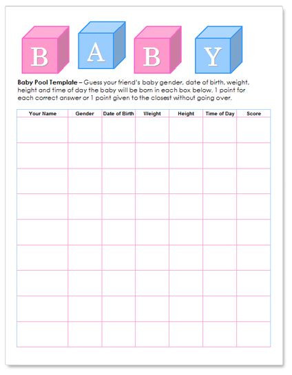 Best ideas about Baby Pool Game
. Save or Pin Baby shower betting pool template Free Now.