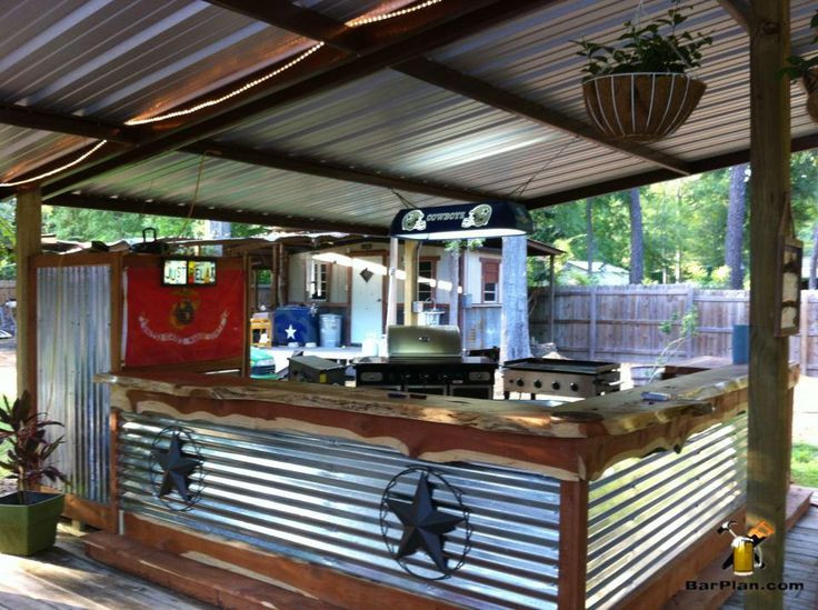 Best ideas about Backyard Bar And Grill
. Save or Pin Awesome outdoor bar and grill area under protective shed Now.