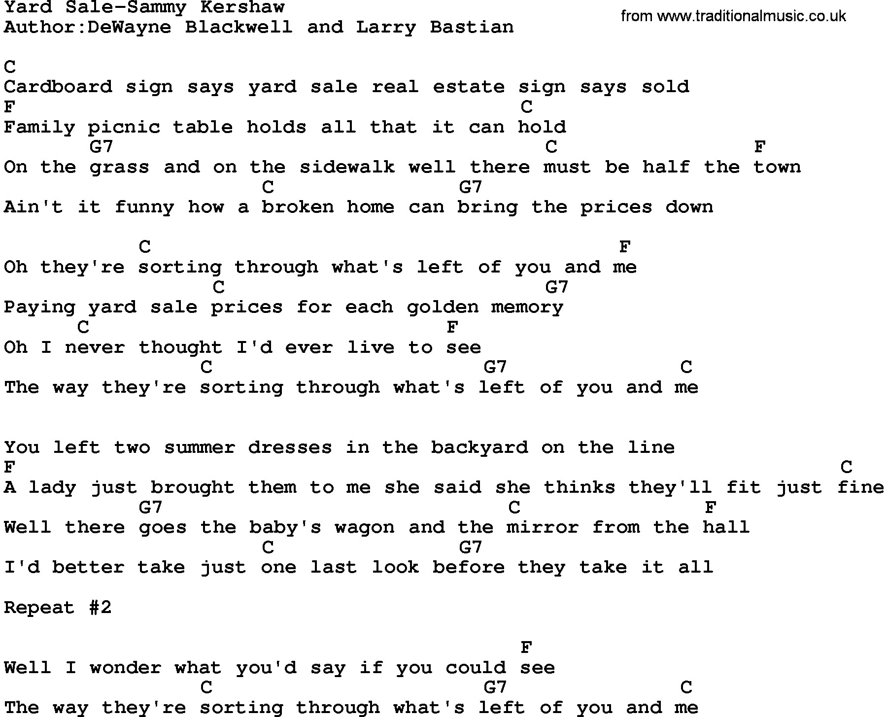 Best ideas about Backyard Lullaby Lyrics
. Save or Pin Country Music Yard Sale Sammy Kershaw Lyrics and Chords Now.